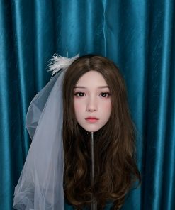 TPE Mannequin Head with M16 Nut Interface - Elegant Long Wavy Brown Hair with White Floral Accents